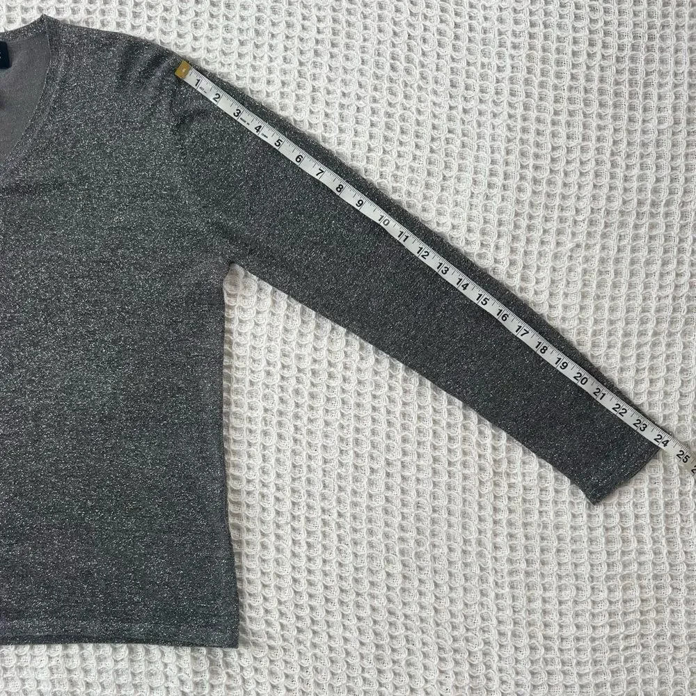 August Silk Shimmering Metallic Silver Knit Cardigan & Turtleneck Twinset SZ L - Picture 15 of 15